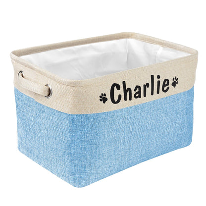 Personalized Foldable Canvas Pet Toy Storage Basket for Dog Accessories and Supplies.