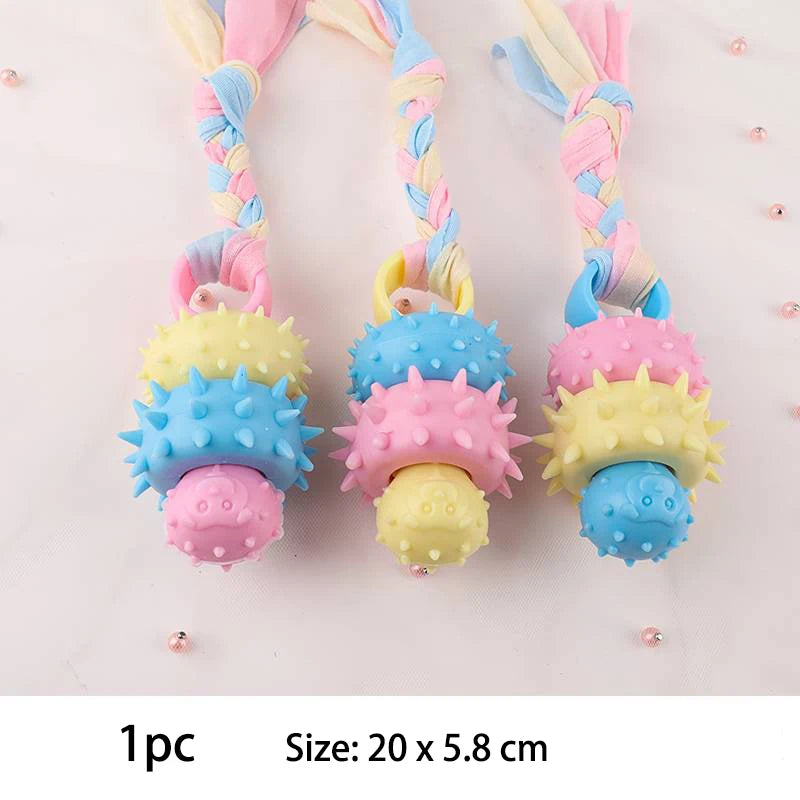 Interactive TPR Knot Dog Toy – Bite-Resistant Chew Toy for Small Dogs, Teeth Cleaning & Training Accessory.