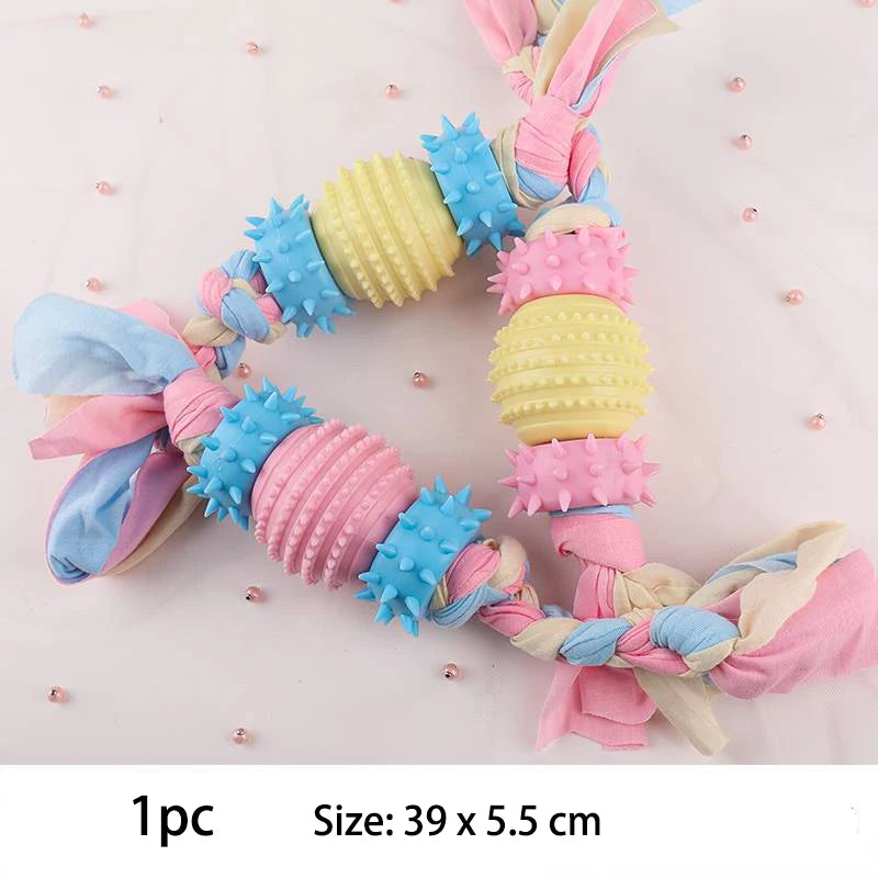 Interactive TPR Knot Dog Toy – Bite-Resistant Chew Toy for Small Dogs, Teeth Cleaning & Training Accessory.