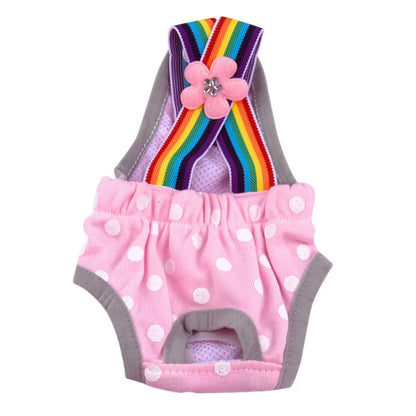 Polka Dot Dog Diaper Shorts – Washable Sanitary Underwear for Female Dogs, Comfortable Pet Menstruation Briefs.