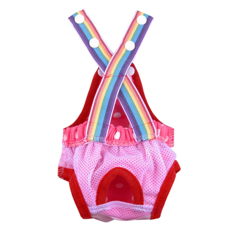Polka Dot Dog Diaper Shorts – Washable Sanitary Underwear for Female Dogs, Comfortable Pet Menstruation Briefs.