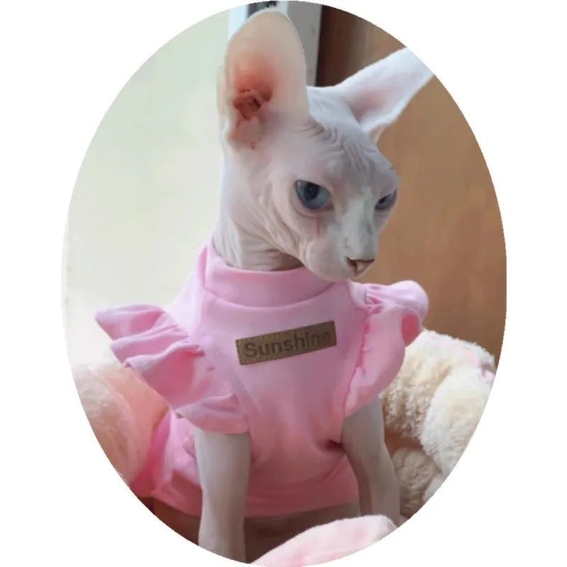Luxury Sphynx Cat & Dog Vest – Lightweight Summer Outfit for Hairless Cats, French Bulldogs & Small Puppies.