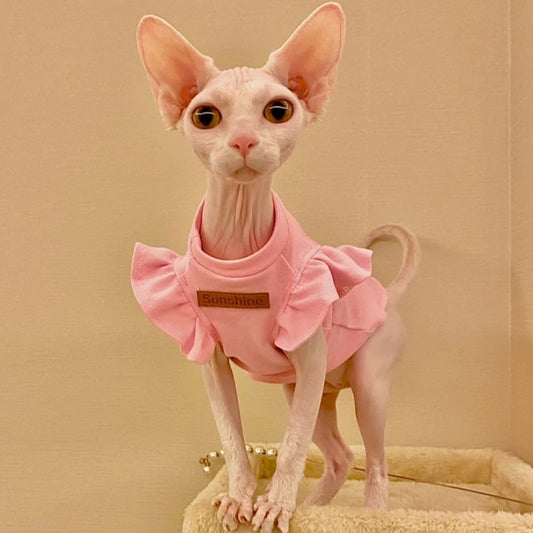 Luxury Sphynx Cat & Dog Vest – Lightweight Summer Outfit for Hairless Cats, French Bulldogs & Small Puppies.