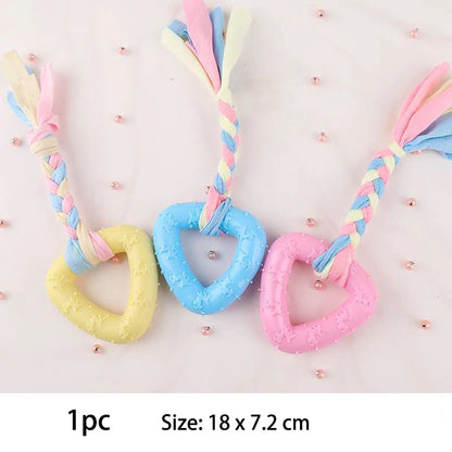 Interactive TPR Knot Dog Toy – Bite-Resistant Chew Toy for Small Dogs, Teeth Cleaning & Training Accessory.