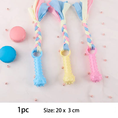 Interactive TPR Knot Dog Toy – Bite-Resistant Chew Toy for Small Dogs, Teeth Cleaning & Training Accessory.