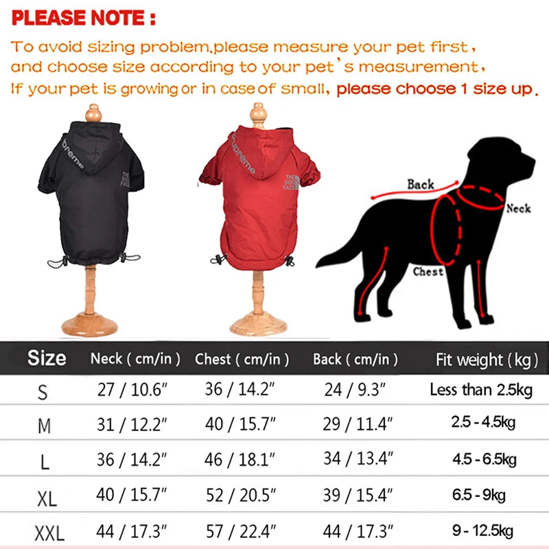 Reflective Waterproof Dog Coat – Warm Cotton Hooded Jacket for Small Dogs, Autumn & Winter Pet Clothing.