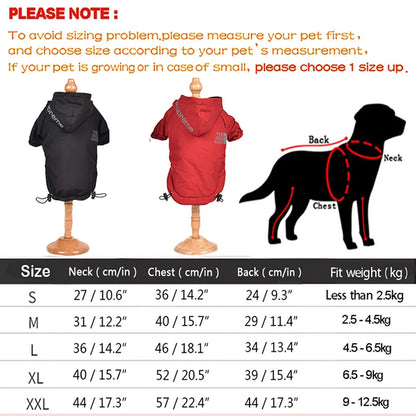 Reflective Waterproof Dog Coat – Warm Cotton Hooded Jacket for Small Dogs, Autumn & Winter Pet Clothing.