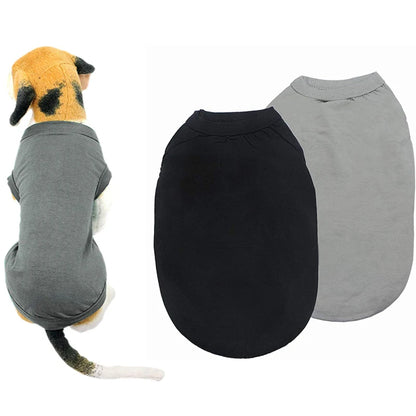 Blank Cotton Dog T-Shirt – Lightweight Summer Vest for Small, Medium & Large Dogs, Comfortable Pet Apparel Available in XS–3XL.