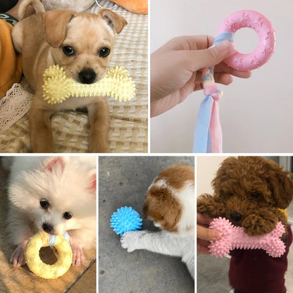 Interactive TPR Knot Dog Toy – Bite-Resistant Chew Toy for Small Dogs, Teeth Cleaning & Training Accessory.