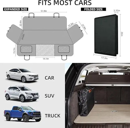 Dog Back Seat Extender – Hard Bottom Car Seat Cover & Hammock for Dogs, Protective Back Seat Travel Cover for Pets.
