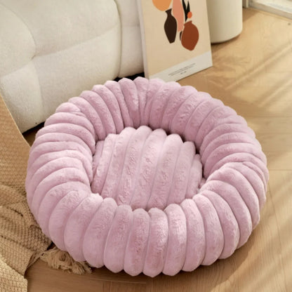 40–70cm Round Plush Pet Bed – Super Soft Warm Sleeping Bed for Cats & Medium Dogs