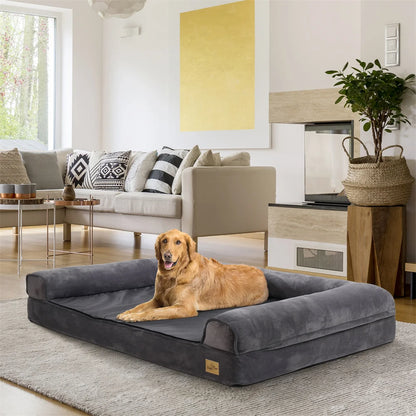 XL–XXL Orthopedic Memory Foam Dog Bed – Calming Plush Sofa with Waterproof Removable Cover for Small, Medium & Large Dogs.