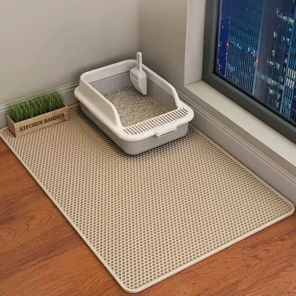 Double-Layer Cat Litter Mat – Anti-Splash Filtering Mat for Litter Boxes, Traps Sand & Reduces Litter Tracking.