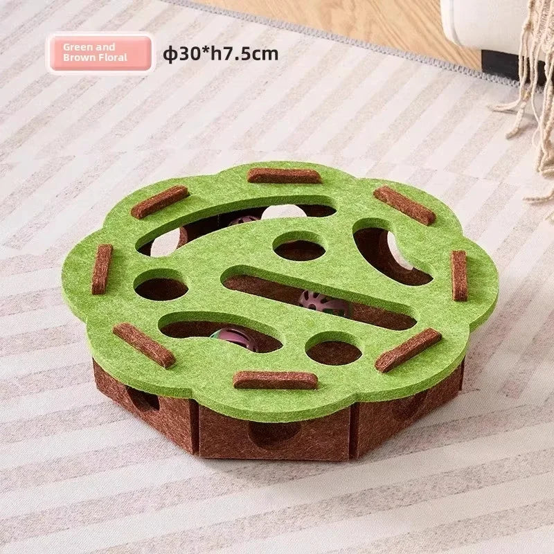 Cat Puzzle Toy Felt Box – Interactive Exercise & Hunting Game with Ball for Indoor Cats, Fun Entertainment and Mental Stimulation Toy.