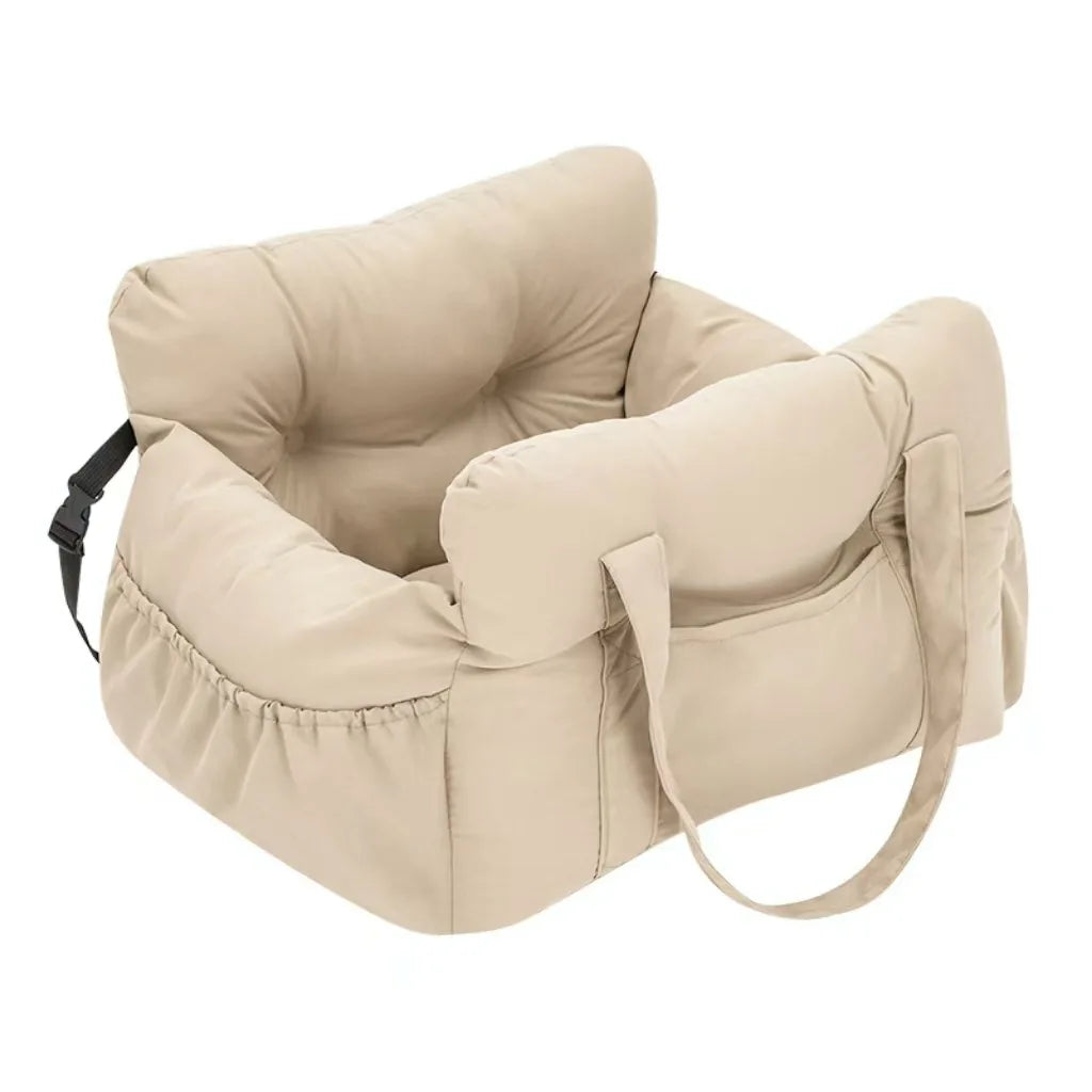 Dog Car Seat with Safety Belt – Non-Slip Washable Pet Car Bed & Travel Carrier for Small Dogs, Secure Straps for Safe Car Rides.
