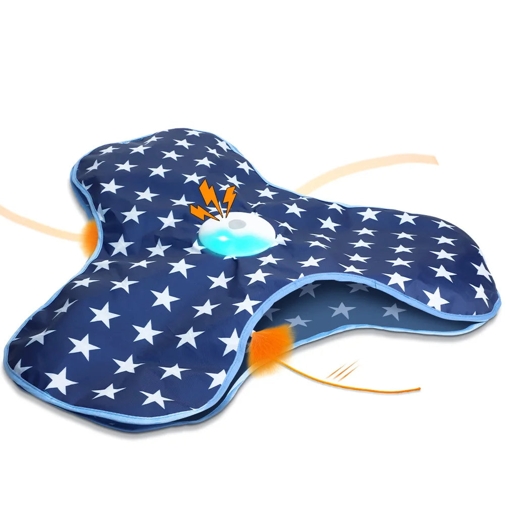 Smart Interactive Hide & Seek Cat Toy – Motion-Activated Mouse Squeaky Toy with Moving Concealed Feathers for Kittens & Indoor Cats.