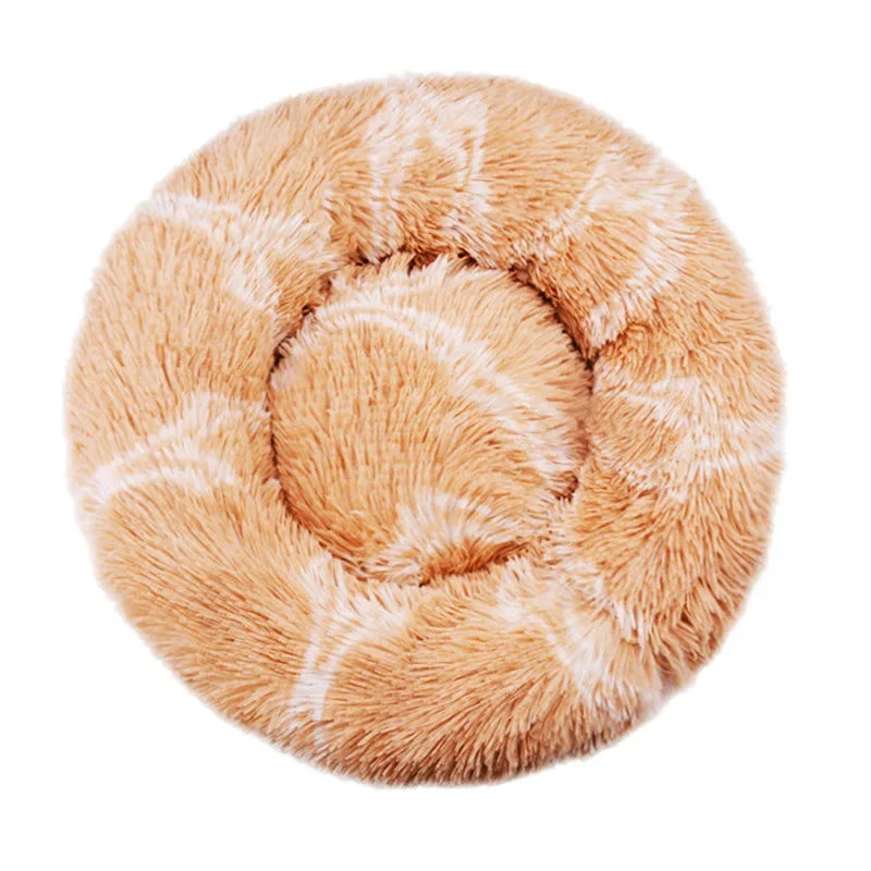 Round Plush Pet Bed – Super Soft Winter Warm Sleeping Bed for Cats & Dogs, Available in 6 Sizes (40–90cm) for Small to Large Pets.