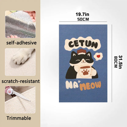 1PC Anti-Scratch Cat Mat – Cartoon Self-Adhesive Trimmable Carpet Pad for Furniture, Sofa & Wall Protection from Cat Scratching.