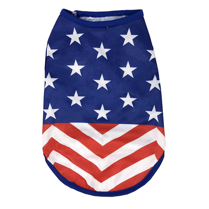 Summer Cool Dog Vest – Breathable Mesh Pet T-Shirt for Small Dogs & Cats, Independence Day Two-Legged Outfit for Teddy Breeds.