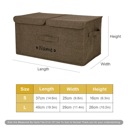 Personalized Dog Toy Storage Box with Lid and Custom Name Print