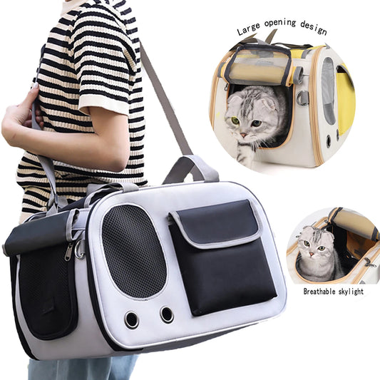 Foldable Airline-Approved Pet Carrier Bag – Durable Oxford Fabric Travel Tote with Ventilation for Small Dogs, Cats.