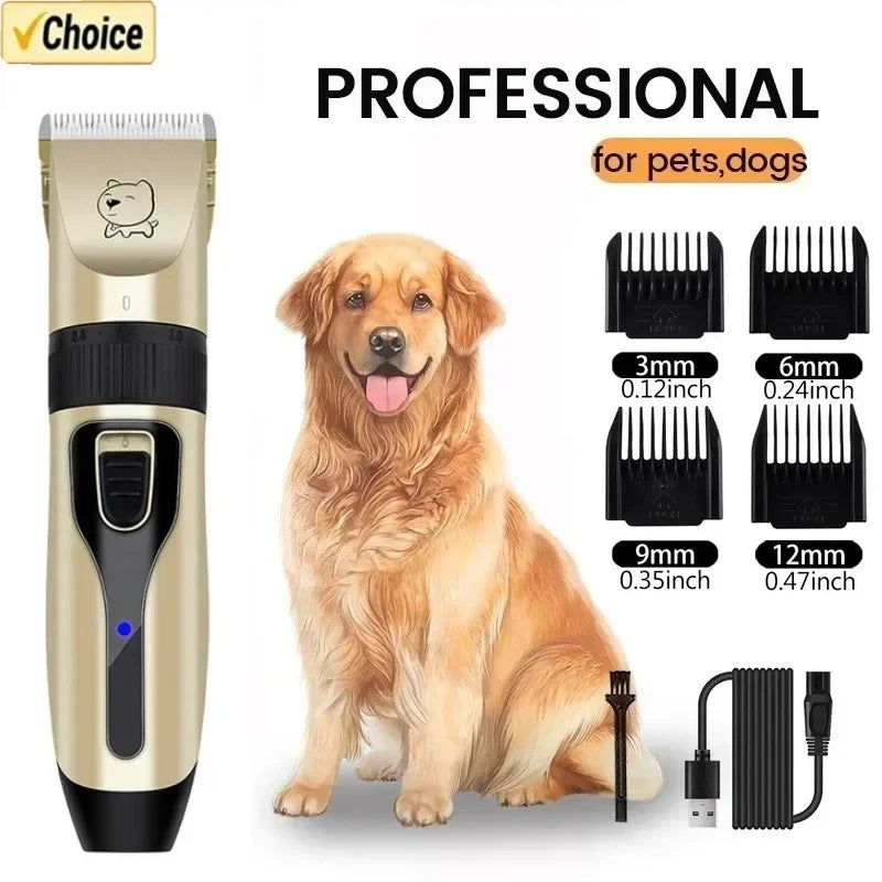 Professional Pet Hair Clipper – USB Rechargeable Dog & Cat Grooming Trimmer for Easy and Quiet Animal Haircuts.