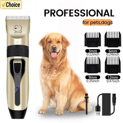 Professional Pet Hair Clipper – USB Rechargeable Dog & Cat Grooming Trimmer for Easy and Quiet Animal Haircuts.