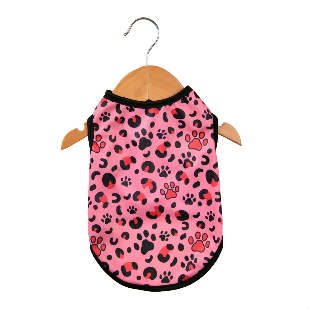 Leopard Print Pet Vest – Breathable Summer T-Shirt for Small Dogs & Cats, Stylish Puppy & Kitten Fashion Outfit.