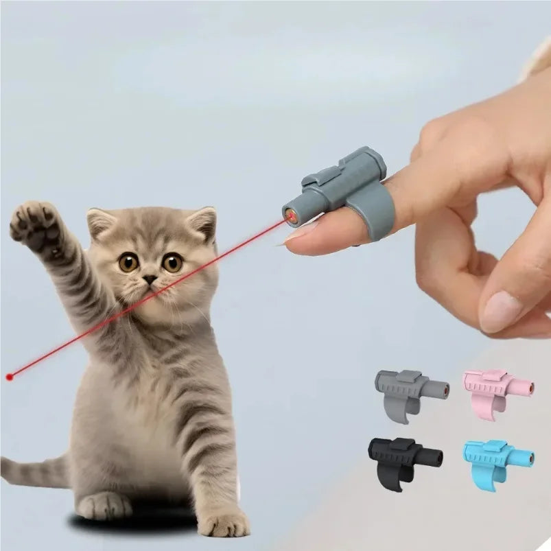 Portable Mini Laser Cat Toy – Wearable Finger Sleeve Design, Automatic Interactive Pet Teaser Pen for Safe Cat Play.