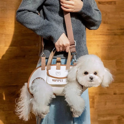 Portable Breathable Pet Backpack – Multifunctional Adjustable Dog & Cat Carrier with Built-In Traction Strap, Easy-to-Clean Travel Bag.