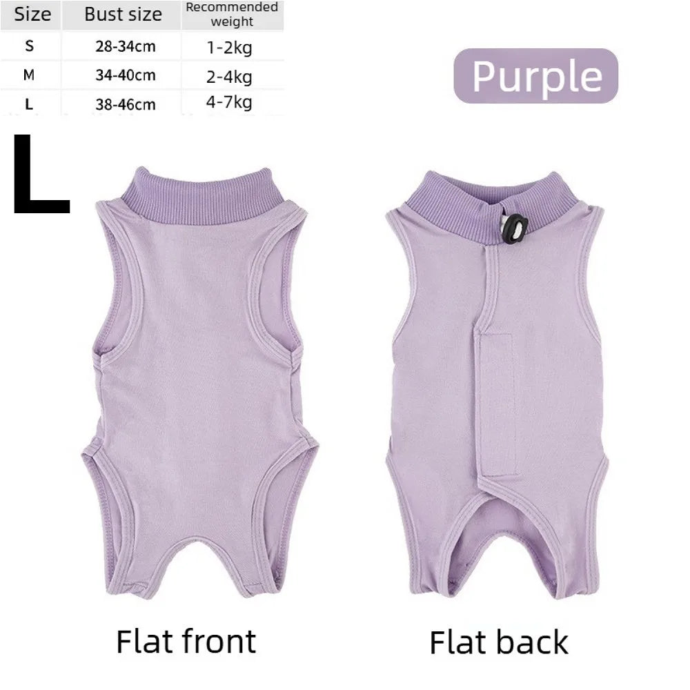Cat Recovery Jumpsuit – Breathable Soft Anti-Licking Vest for Post-Surgery Wound Protection & Comfortable Recovery Care.