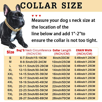 Diamond Cuban Link Pet Collar – Stylish Metal Chain Walking Collar with Secure Buckle for Dogs & Cats, Luxury Jewelry Accessory.