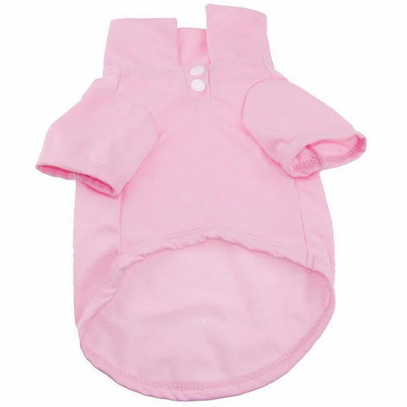 Luxury Pet Polo Shirt – Soft Summer Dog Clothing for Small Dogs, Cute Solid Color Pet Outfit.