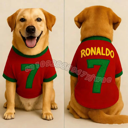 Ronaldo No. 7 Mesh Pet Jersey – Breathable Sports T-Shirt for Small to Large Dogs.