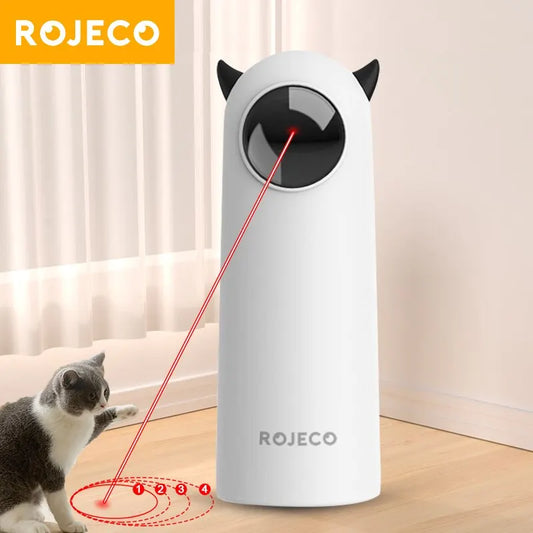 ROJECO Automatic Cat Laser Toy – Interactive Smart LED Teasing Toy for Indoor Cats, Handheld Electronic Pet Play Accessory.