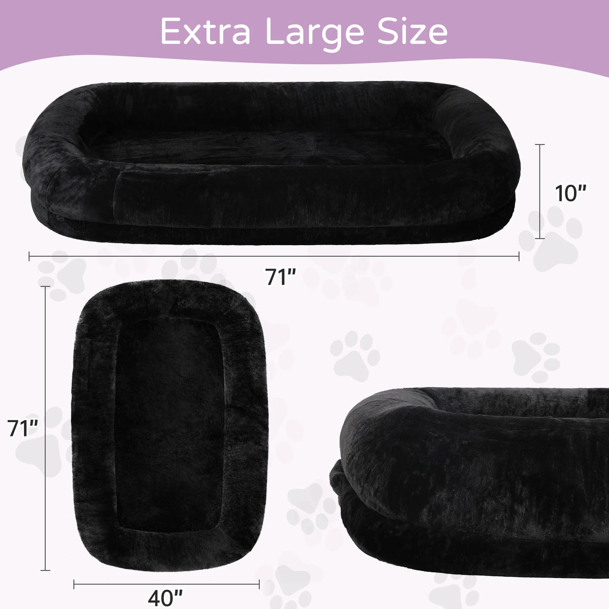 Human-Size Dog Bed for Adults – Large Orthopedic Lounger with Removable Cover.