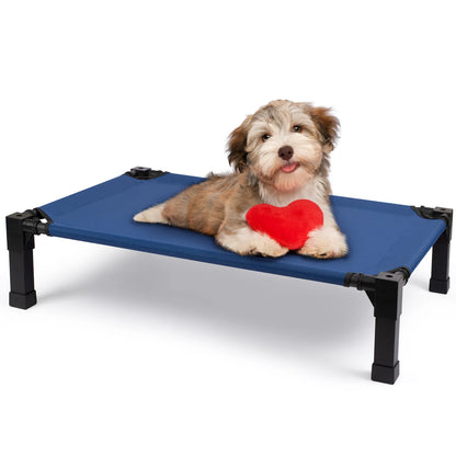 Elevated Cooling Dog Bed – Raised Pet Cot with Breathable Mesh, Chew-Resistant Washable Fabric & Metal Frame, Portable Dog Bed for Indoor & Outdoor Use.