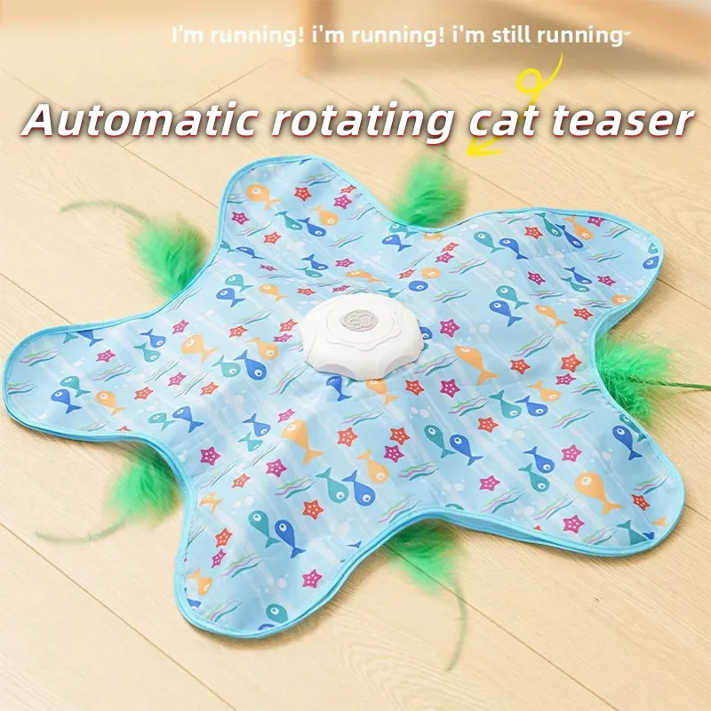 Electric Interactive Cat Turntable Toy – Automatic Smart Wand Toy for Self-Play, Exercise, Boredom Relief & Fun Indoor Cat Entertainment.