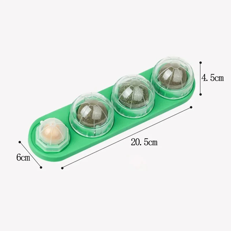 4-in-1 Rotating Catnip & Silver Vine Ball – Wall-Mounted Edible Cat Toy for Teeth Cleaning, Acne Prevention & Digestive Health.