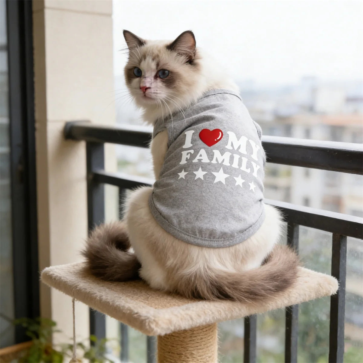 I Love My Family Pet Vest – Soft Sleeveless Letter Print T-Shirt for Dogs, Puppies & Cats.