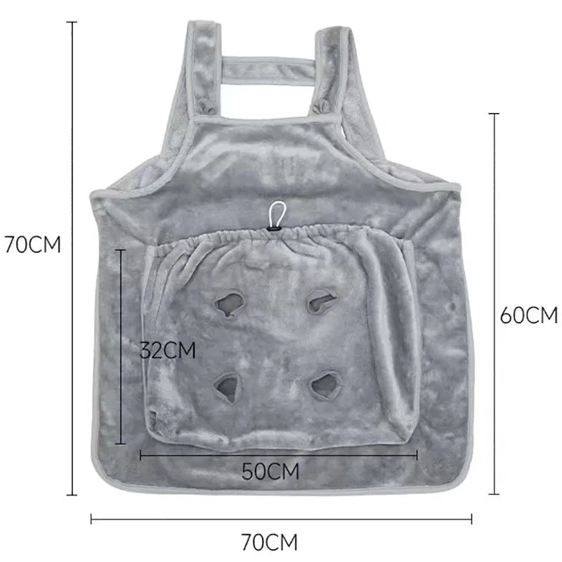 Cat Carrier Apron – Plush Hanging Chest Bag with Breathing Holes, Cozy Travel Pouch for Small Cats & Dogs, Perfect for Winter Use.