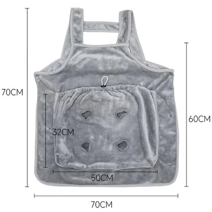 Cat Carrier Apron – Plush Hanging Chest Bag with Breathing Holes, Cozy Travel Pouch for Small Cats & Dogs, Perfect for Winter Use.