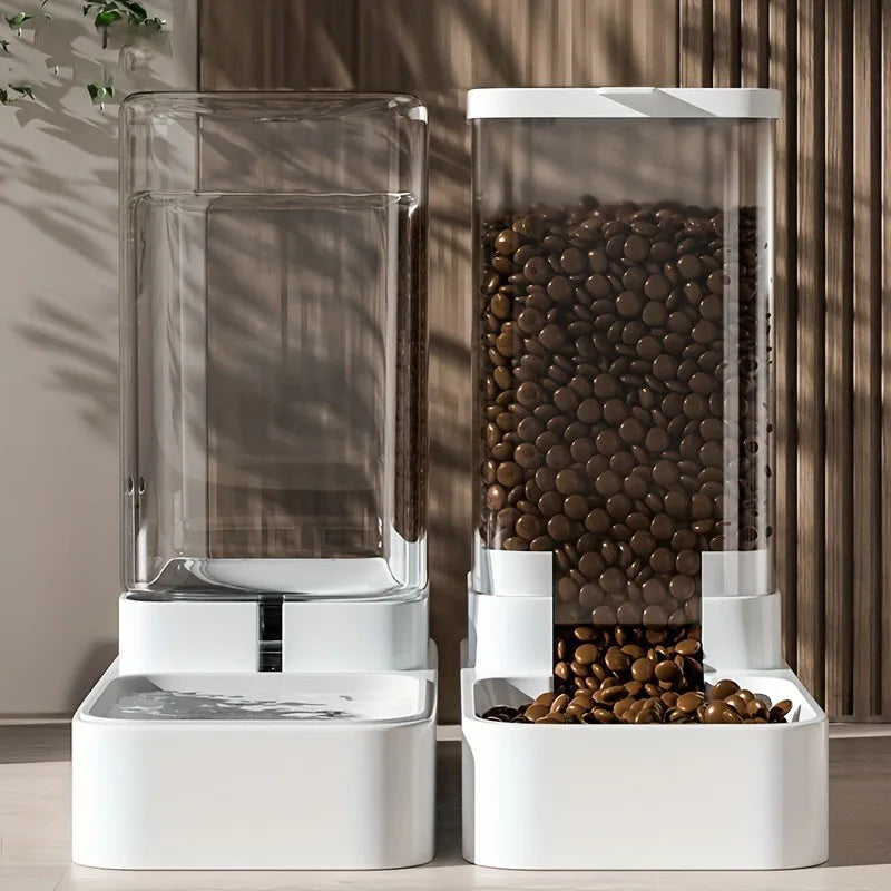 Automatic Pet Feeder & Water Dispenser – Food Storage Container with Feeding Bowl for Cats & Dogs, Convenient Drinking & Feeding Solution.