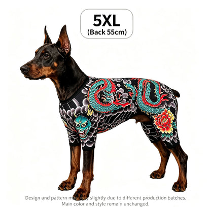 Streetwear Pet Tattoo Bodysuit – 4-Way Stretch Full-Body Costume for Small to Large Dogs & Cats (S–10XL).