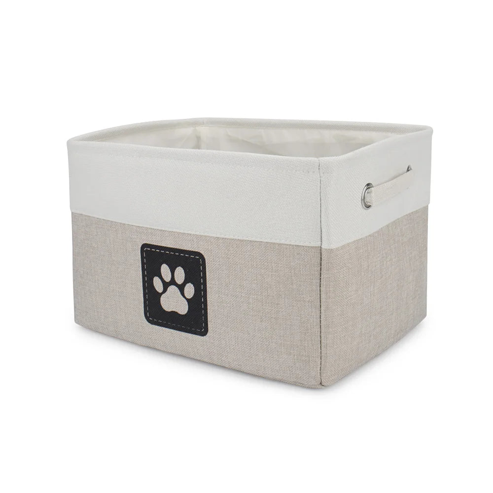 Foldable Paw Print Pet Toy and Accessory Storage Basket.