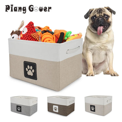 Foldable Paw Print Pet Toy and Accessory Storage Basket.