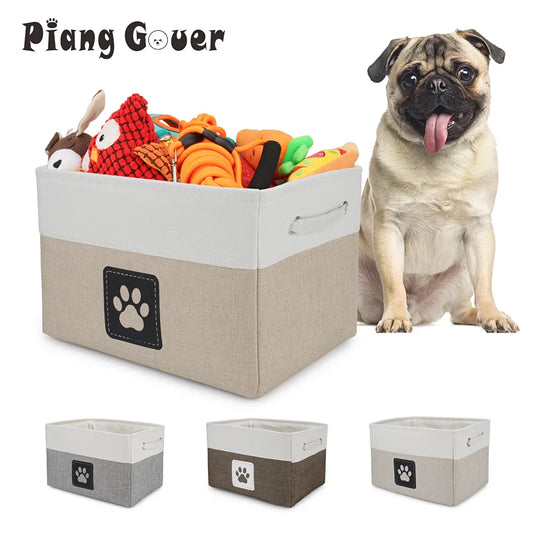 Foldable Paw Print Pet Toy and Accessory Storage Basket.
