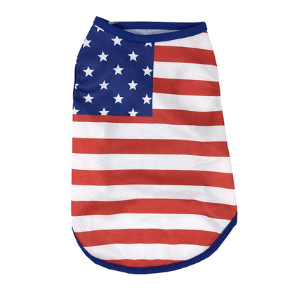 Summer Cool Dog Vest – Breathable Mesh Pet T-Shirt for Small Dogs & Cats, Independence Day Two-Legged Outfit for Teddy Breeds.