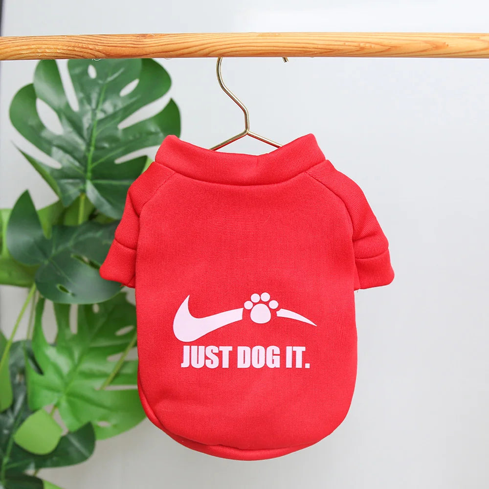 Cute Autumn & Winter Velvet Pet Hoodie – English Letter Round Neck Sweater for Dogs.