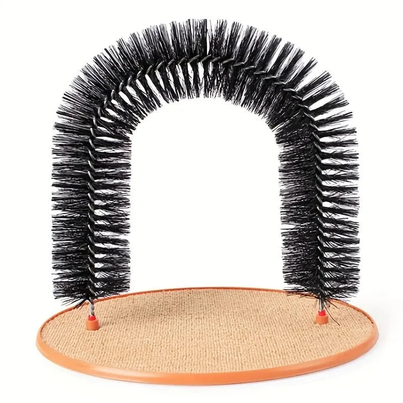 Cat Toy Arch Groomer – Self-Grooming Massage & Rubbing Brush with Scratching Pad for Interactive Cat Play and Grooming.